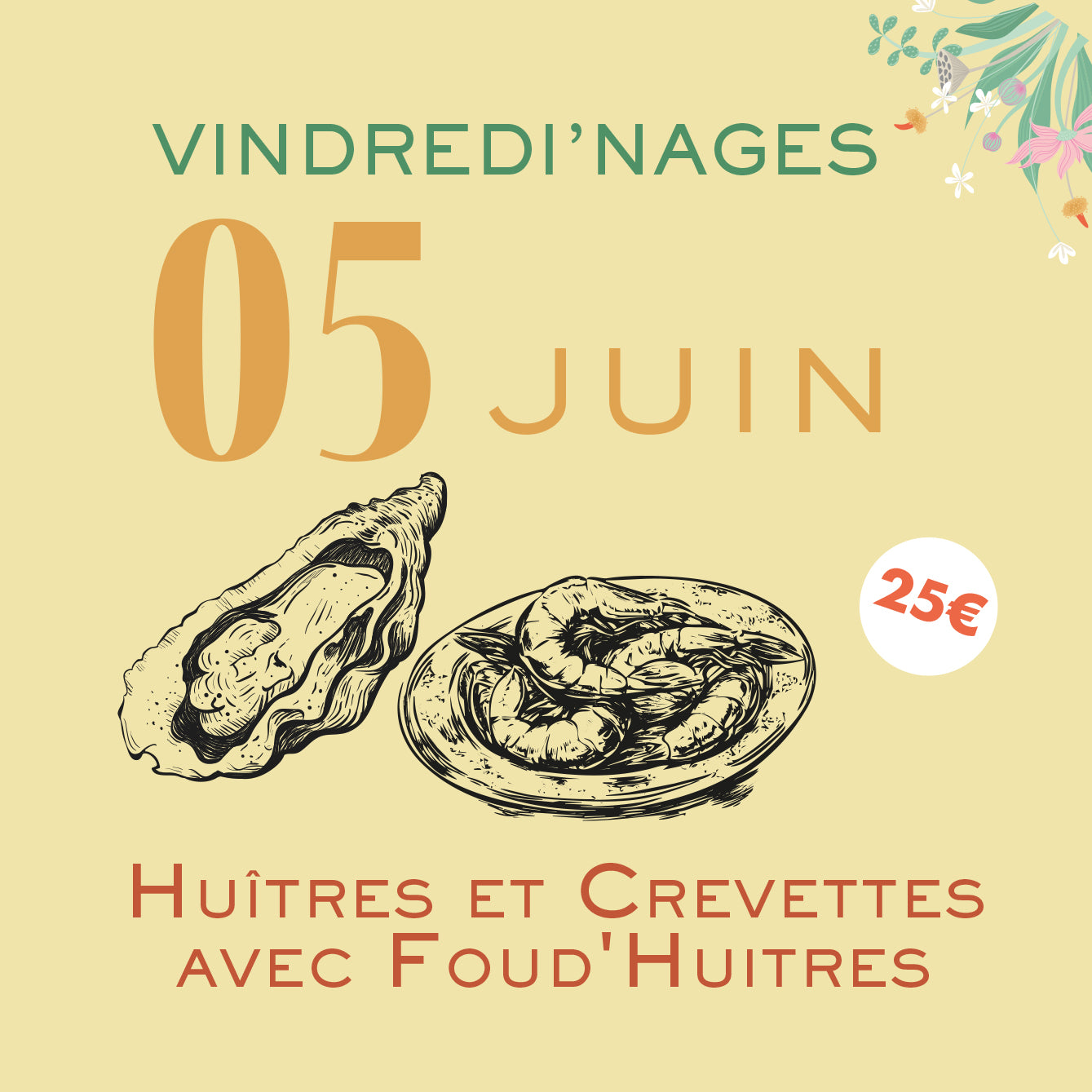 Vindredi'Nages -  Foud'huîtres  - 05 Juin - 19h à 22h