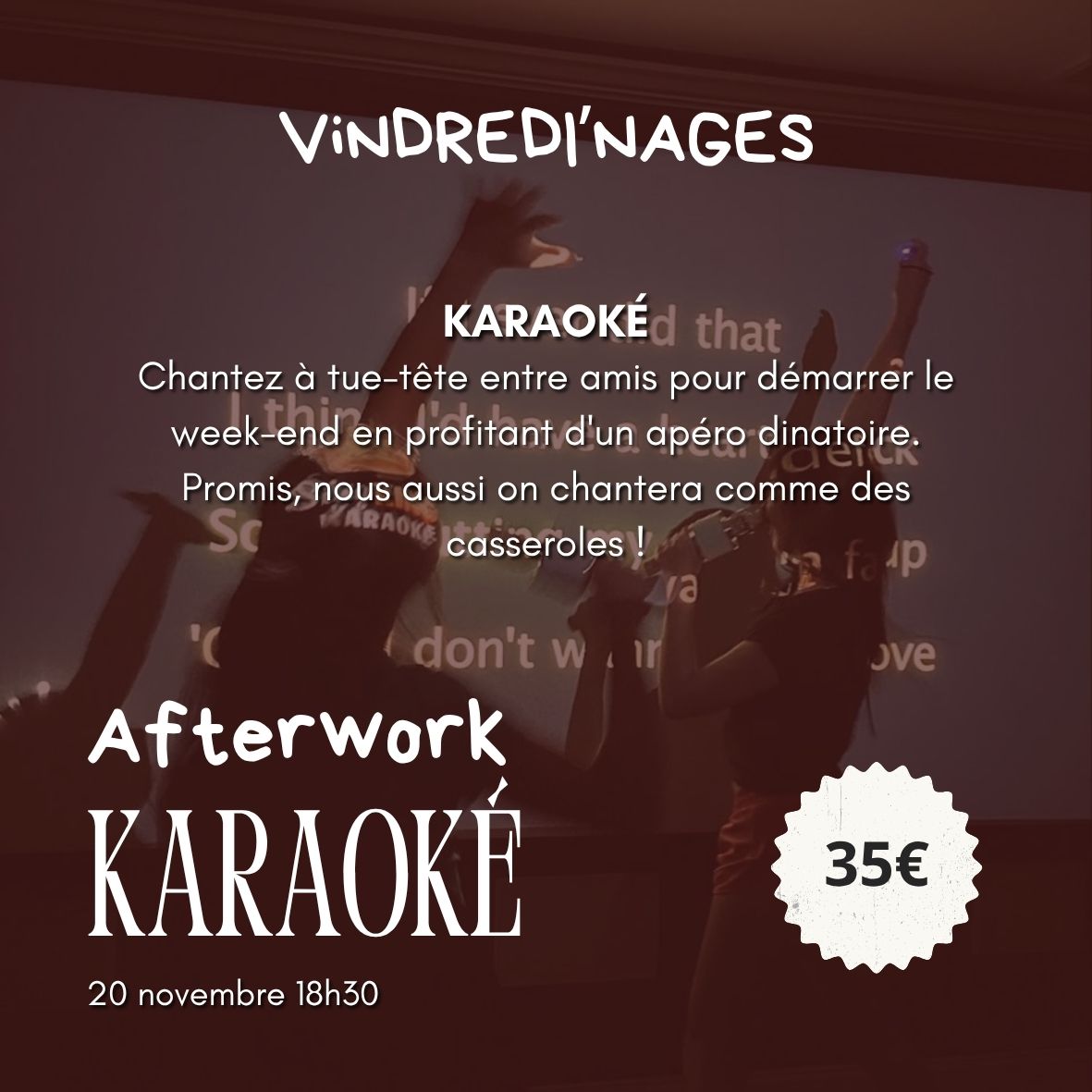 Vindredi'Nages -  Karaoké  - 20 Novembre - 18h30 à 21h30